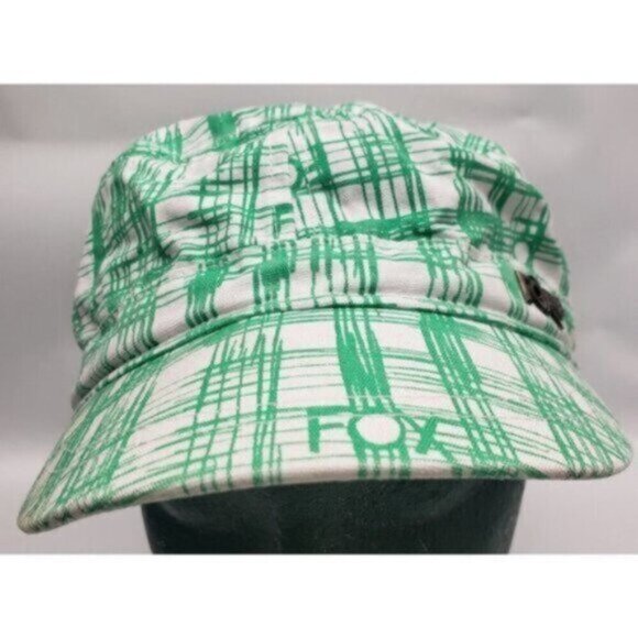 Fox Racing Strapback Green Tartan Plaid Painter Newsboy Trucker Hat - Picture 2 of 13